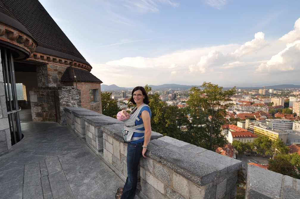 8 Erynn and Greta on the Ljubljana Castle Wall Overlooking the City